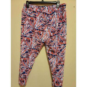 Patriotic  Pink Capris Elastic Waist Women's XL Colorful Velvet Leggings